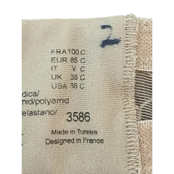 Chantelle Women's Beige Underwire Non Padded Mesh Push Up Bra Size 38C - Picture 4 of 4